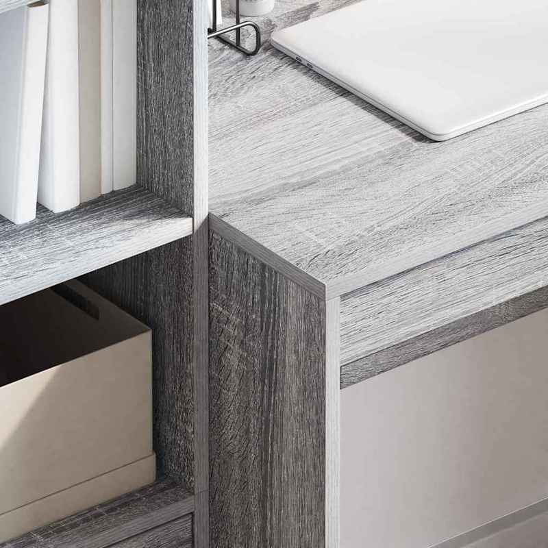 Bureau – Bureautafel – Computerbureau – Schrijftafel – Werktafel – Grijs – Eikenhout – 100 x 50 x 76 cm – Met Opberglades – Stevig En Stijlvol Design