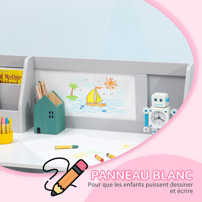 Kindertafel – Kinderbureau – Speeltafel – Kinderstoel – Grijs – Inclusief Whiteboard – Afmetingen 90x45x85 cm