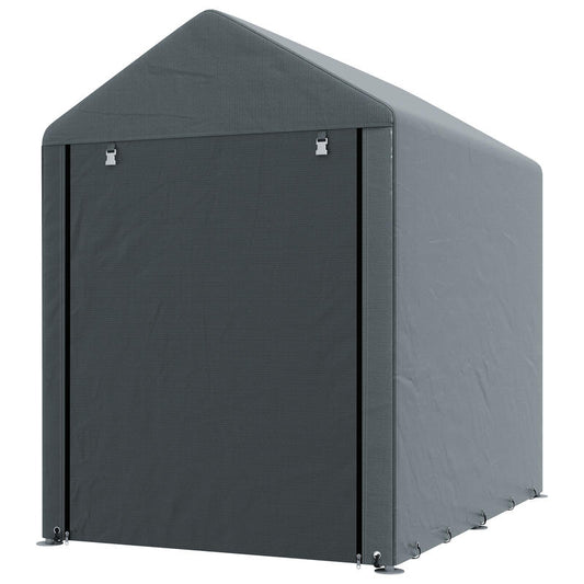 Large Heavy-Duty Galvanized Steel Garden Shed with Sloped Roof & Ventilation Vents - 1.2x1.8x1.6m Dark Grey Outdoor Storage Tent, Spacious Metal Frame Construction Shed for Backyard, Patio, Workshop - Durable & Weatherproof D