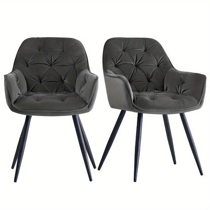 JYMTOM Velvet Dining Chairs with Padded Seat and Backrest Sturdy Metal Legs and Armrests Comfortable Accent Chair for Dining Room Living Room or Lounge, Home Decor Furniture, Lounge Seating, Velvet Upholstery, Elegant Design,
