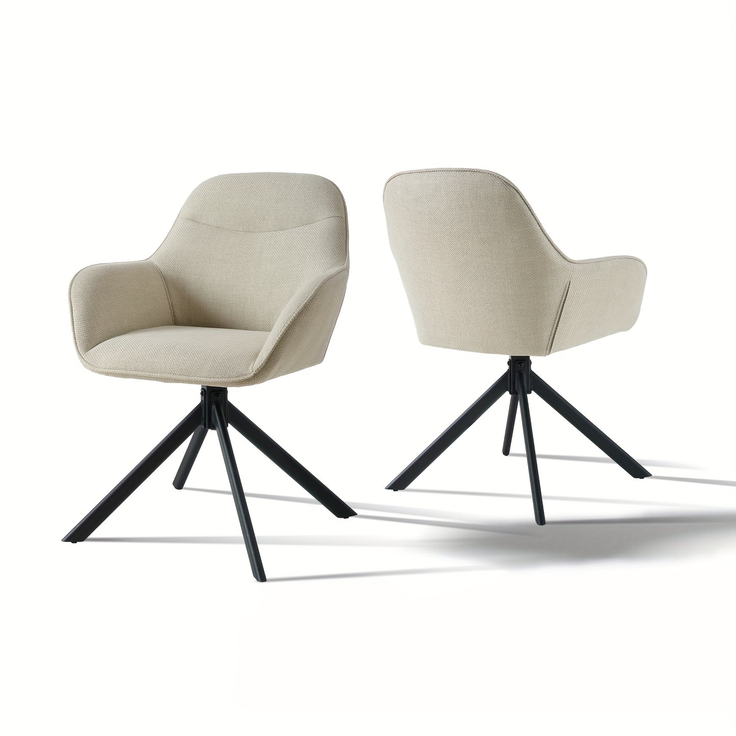 Eetkamerstoel – Draaistoel – Kuipstoel – Keukenstoel – Stoel – Set van 2 Beige – 360 Graden Draaibaar – Stijlvolle Polyester Bekleding