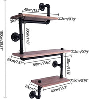 Floating wall shelf - Wall rack - 3 tiers - Vintage Industrial Wall - Shelf Wood Industrial Pipe Shelves
