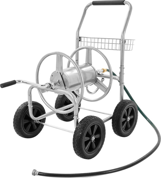 Slanghaspelwagen - Stevige Stalen Constructie - Grote Capaciteit - Een Weerbestendige Coating En Messing Fittingen - Met Antisliphandgreep Waardoor En Vier PU Wielen - Voor Bewateren Van Planten - Geen Slang