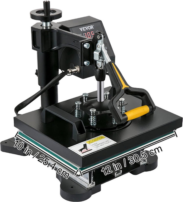 Transfer Press - 2 in 1 - Printing Machine - Heat Press - Printing Press - Heat Press Machine - Sublimation Printer - 25x30CM - Clamshell Sublimation - Transfer Printer with Teflon Coating Powerpress DIY T-shirt Cap - Black