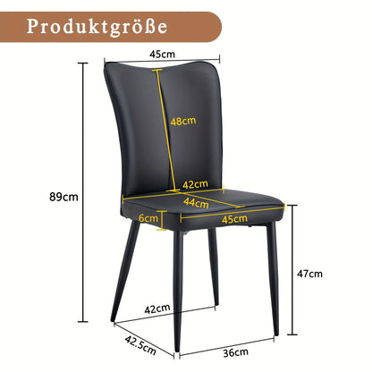 Modern Minimalist Black Dining Chair with PU Leather Backrest And Black Metal Legs for Dining Room, Bedroom And Living Room. Each Box Contains Two Chairs.