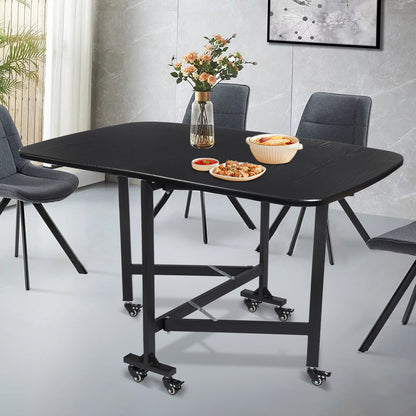 Inklapbare Tafel – Vouwtafel – Opklapbare Tafel – Verrijdbare Tafel – Bijzettafel – Modern – Compact Design met 6 Zwenkwielen en Draagvermogen tot 100 kg
