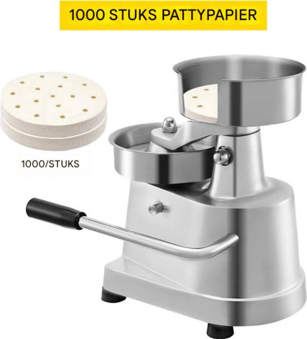Hamburgerpers Deluxe - RVS - Hamburger maker - Grijs - Compact