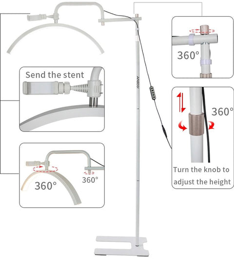 Lamp - Booglamp - Vloerlamp - Wit - Dimbaar - Vloerlicht - Booglicht - Huislamp - 36W - Halve Maan - Halve Maan Lamp - Video Licht - Met Telefoon Houder - 3200K-5600K - Afstandsbediening