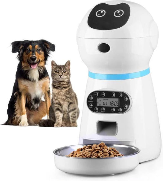 Automatische - Pet Feeder - Met Voice Record & Timer - 3.5lL - Wit