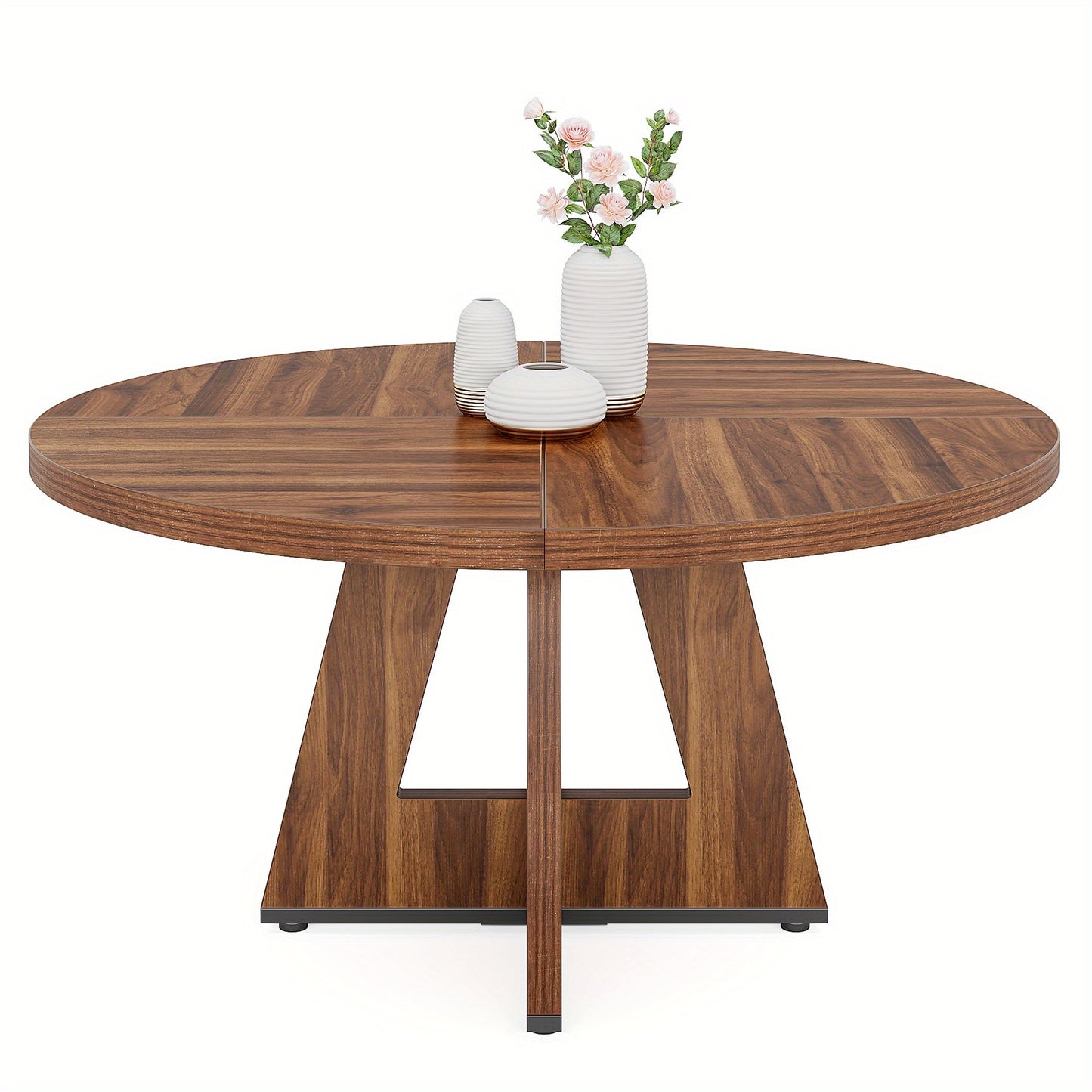 Eettafel – Ronde Tafel – Keukentafel – Eetkamertafel – Dinertafel – 119 cm Diameter – Duurzaam Gemodificeerd Hout – Stevige Basis – Rustiek Modern Design – Voor 4 Personen – Eenvoudige Montage