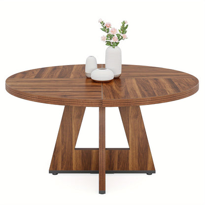 Eettafel – Ronde Tafel – Keukentafel – Eetkamertafel – Dinertafel – 119 cm Diameter – Duurzaam Gemodificeerd Hout – Stevige Basis – Rustiek Modern Design – Voor 4 Personen – Eenvoudige Montage