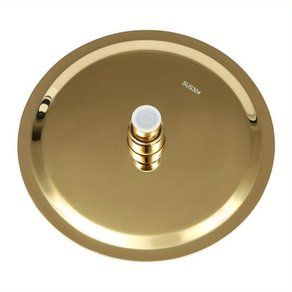 Regendouche Set – Douche Systeem – Douchekolom – Thermostaat Douche – Gouden Regendouche – 20 cm Draaibare Kop – Roestvrij Staal 304