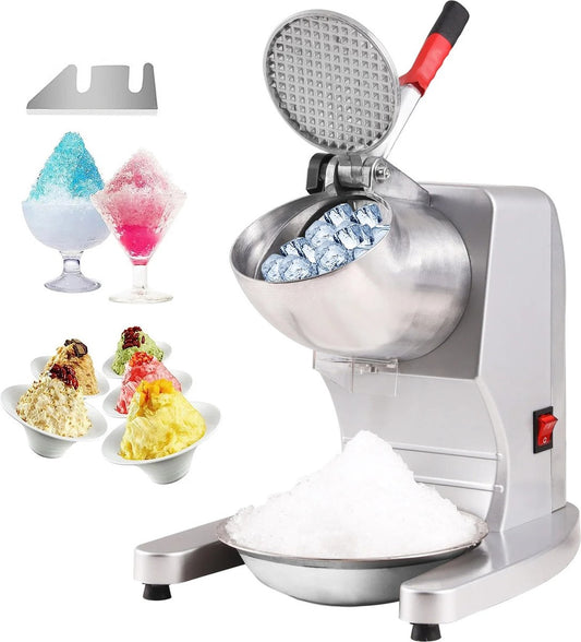 Elektrische Ijs Crusher Machine - Ijsblokjesmachine - Ice Crusher - Crushed Ice - Ijsvergruizer - Slush Puppy - Cocktails - Tot 100 kg Per Uur - Zilver