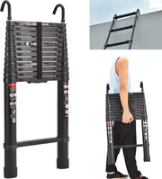 Telescopische Opvouwbare Ladder - 5M Aluminium Verlengladder met Afneembare Haak en Antislipdoppen - Geschikt voor Schilderen, Ramen Wassen, Onderhoud - Werkhoogte 500cm