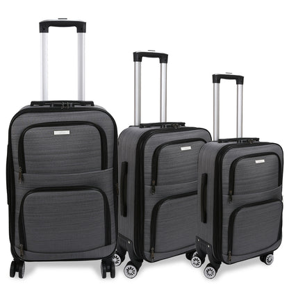 Kofferset – Reiskoffer – Trolley – Spinnerkoffer – Bagage – Donkergrijs – TSA-combinatieslot – 20% Uitbreidbaar