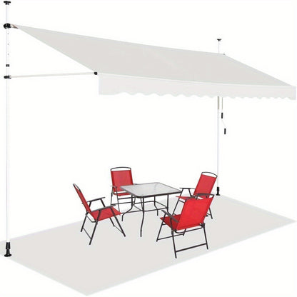 Zonnescherm – Zonwering – Luifel – Balkonluifel – Terrasoverkapping – 395 cm Breed – Verstelbare Hoogte 200-300 cm – Aluminium Frame – Beige Oxford Stof