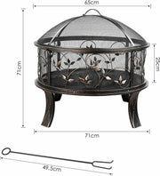 Vuurschaal 71Cm Vuurkorf Vuurkorf Met Vonkbeschermingsrooster-Poker-Houtskoolrooster-Voor Verwarming-Bbq-Barbacoa-Voor Tuin