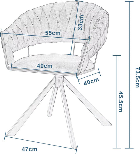 Luxe eetkamerstoel set van 2 - Draaibare eetstoel - Fluweel eetkamerstoel - Eettafel stoel - Fauteuil - Stoel - Velvet - Gevlochten - Set - Zwart