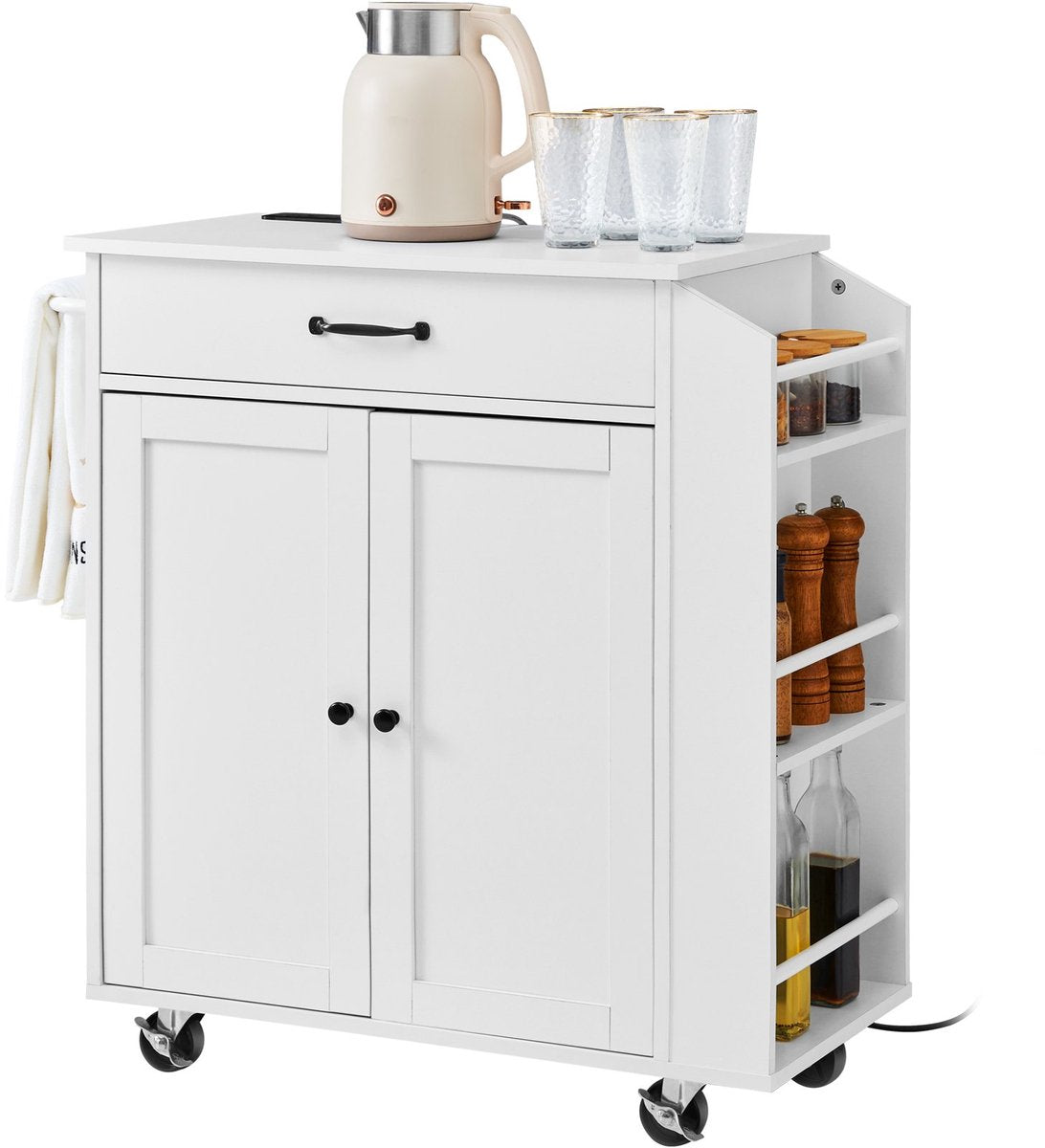 Keukentrolley - Keukentrolley Met Lades - Keukeneiland - Keukentrolley Op Wieltjes - Serveerwagen - Keukentrolleys - Trolley - Opbergrek - Trolley Op Wieltjes - Roltafel - Badkamer Trolley - Opbergtrolley - Woonkamer Trolley Op Wieltjes - Wit