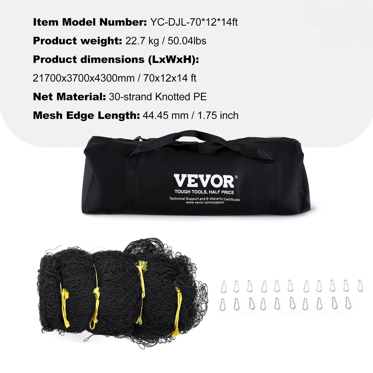 Slagnet Baseball – Trainingsnet Honkbal – Softbal Kooi Net – Batting Cage Net – Pitching Net – Groot Formaat 70x12x14 ft – Duurzaam PE Materiaal