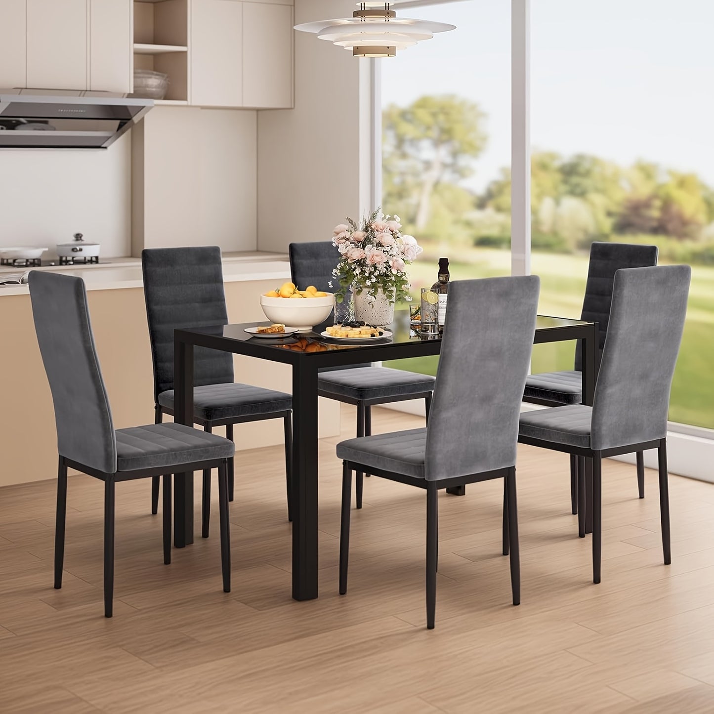 Eetkamerstoelen – Stoelen Set – Luxe Stoelen – Velours Stoelen – Design Stoelen – Lichtgrijs Velvet – Stevige Rugleuning – Eenvoudig Schoon Te Maken