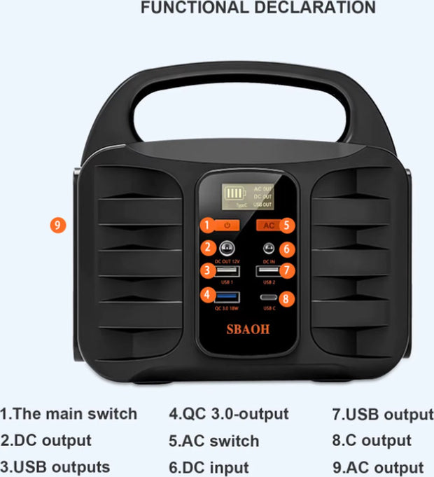 Draagbare Krachtcentrale - 150W - Stroomgenerator - 99 Wh Lithium - Snel Laden - Camping Zonnegenerator - Powerbank - Generator - LED Lamp