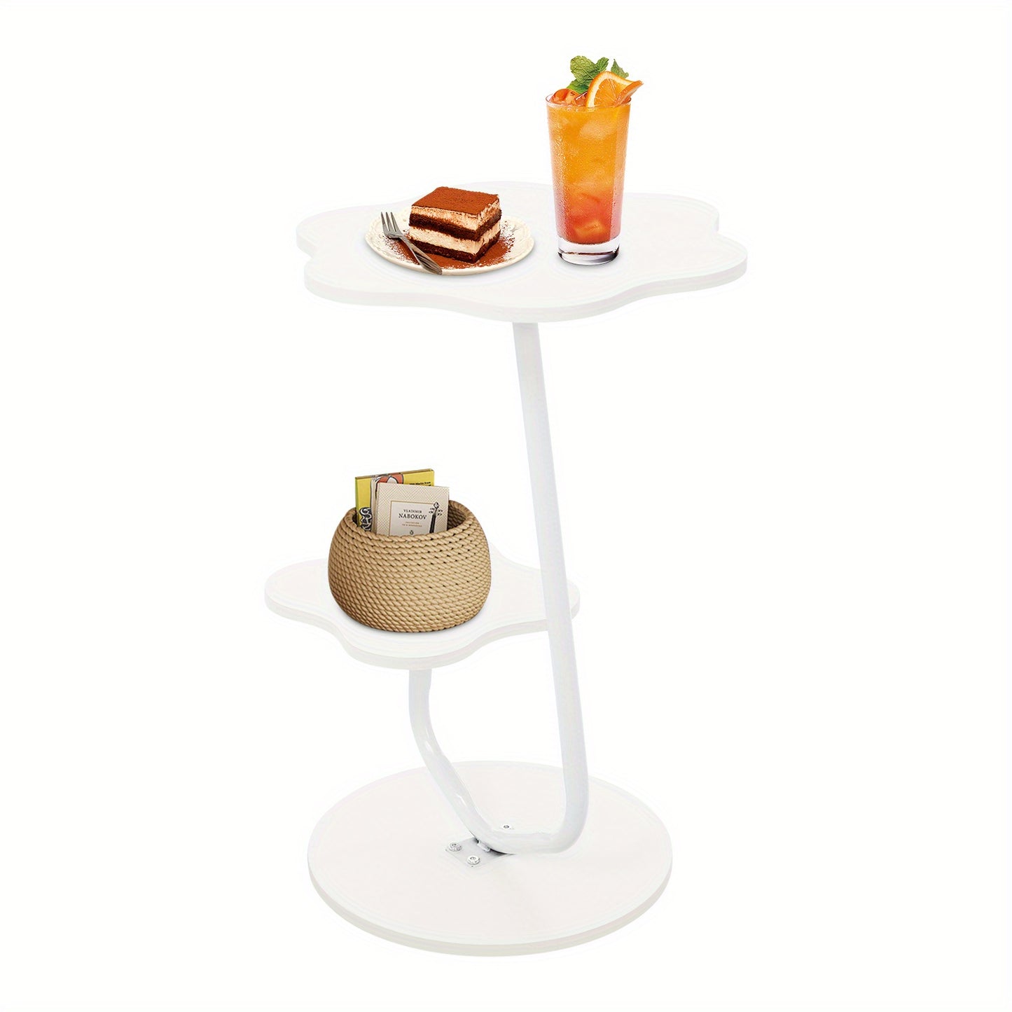 Salontafel – Koffietafel – Bijzettafel – Woonkamertafel – Sofa Tafel – Tweelaags – Creme Wit – Hout & Metaal – Compact 40cm Blad – 61,5cm Hoogte