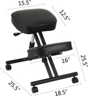 Kniestoel - Ergonomisch - Ergochair - Kniekruk - Ergonomische Werkkruk & Bureaustoel - Balansstoel - Stoel - Kruk - Elegant Ontwerp - Zwart