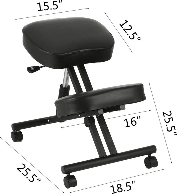 Kniestoel - Ergonomisch - Ergochair - Kniekruk - Ergonomische Werkkruk & Bureaustoel - Balansstoel - Stoel - Kruk - Elegant Ontwerp - Zwart