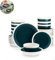 Luxe Serviesset – 32 delig – 8 persoons – Porselein - Bordenset – Dinner platen – Dessertborden - Kommen - Pastabord - Groen