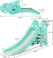 Glijbaan - Met basketbal ring - Mintgroen - Voor binnen en buiten - Makkelijk op te bergen