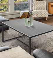 Salontafel - Gesinterd Steen Salontafel - Marmerlook - Rechthoek - Grijs - 100x60x43cm