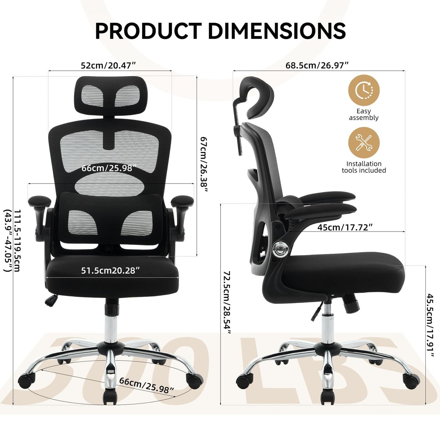 Ergonomische Bureaustoel – Bureaustoel Met Hoge Rugleuning – Draaistoel – Gamingstoel – Computestoel – Ademend Mesh – Verstelbare Hoofdsteun – Stabiel Metalen Frame