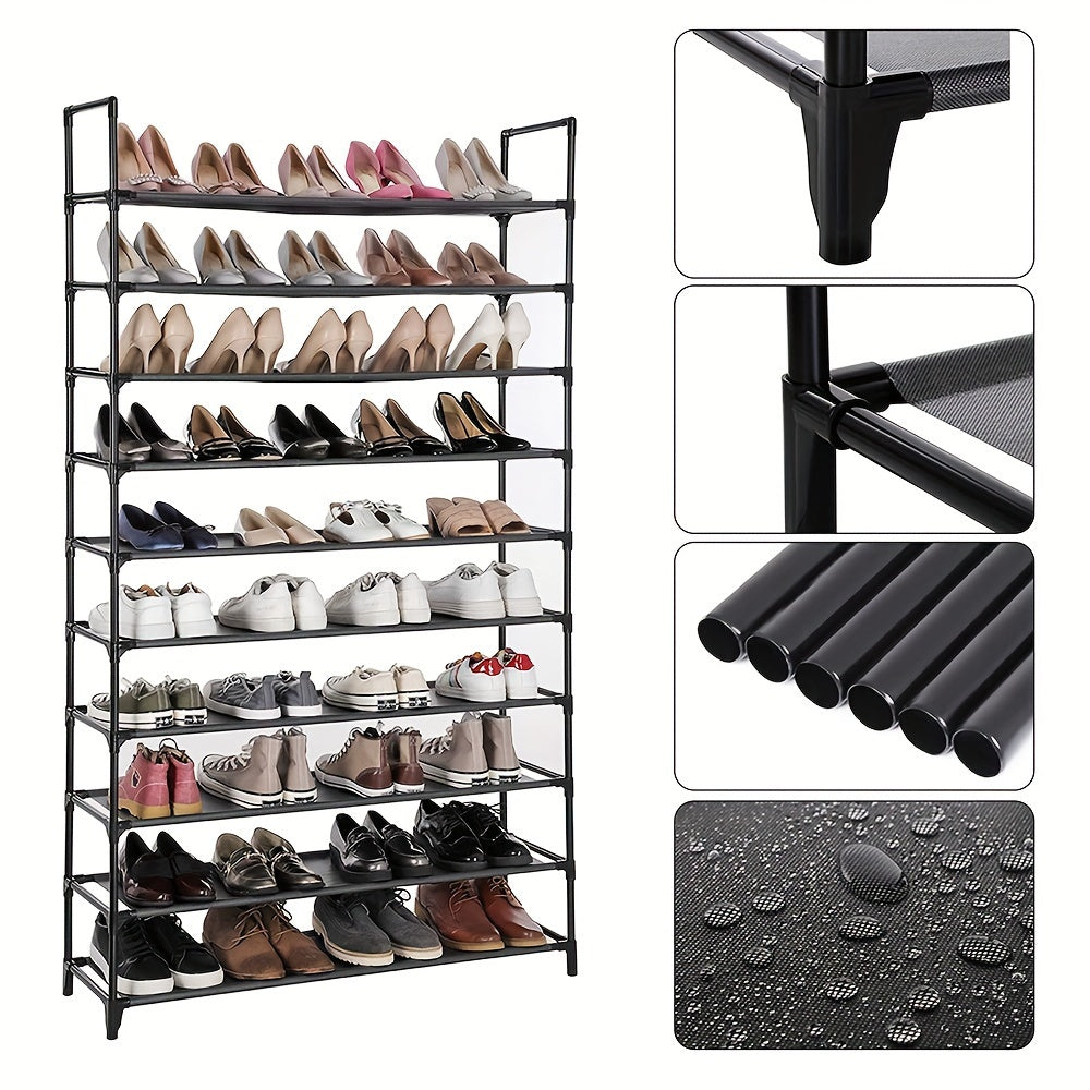 Schoenenkast – Schoenenrek – Schoenopberger – Schoenenplank – Schoenendisplay – 10 Niveaus – Geschikt Voor 48 Paar Schoenen – Waterbestendig – Vrijstaand Ontwerp