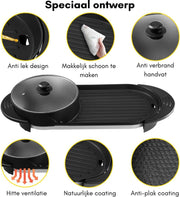 Hotpot Electrisch - Hotpot Pan - Hotpot - Stomer - Slowcooker - Grillplaat - Stoompan - Bbq - Zwart
