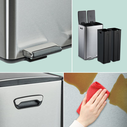 Trash Can in Silver/Black - 2x 30 Liter