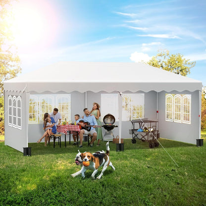 Partytent – Pop-Up Tuinfeesttent – Tuinoverkapping – Schaduwtent – Markttent – Waterdicht 420D Oxford – Verstelbare Hoogte - 3x6m - Wit