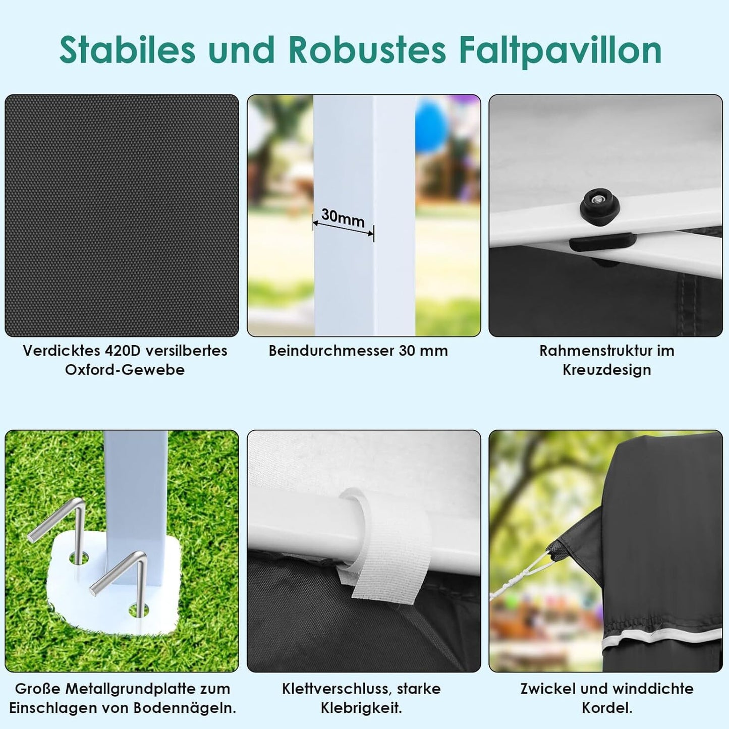 Partytent – Pop-Up Tuinfeesttent – Tuinoverkapping – Schaduwtent – Markttent – Waterdicht 420D Oxford – Verstelbare Hoogte - 3x6m - Zwart
