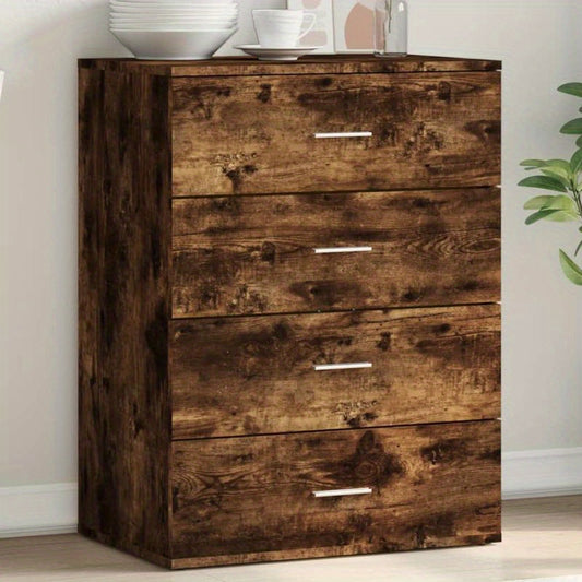 Contemporary Hardwood Sideboard with 5 Drawers - 60x39x80cm, Mixed Color Wood Finish, Floor-Standing Storage Cabinet for Living Room or Bedroom, Bedroom Storage, Minimalist Design, Natural Wood Texture
