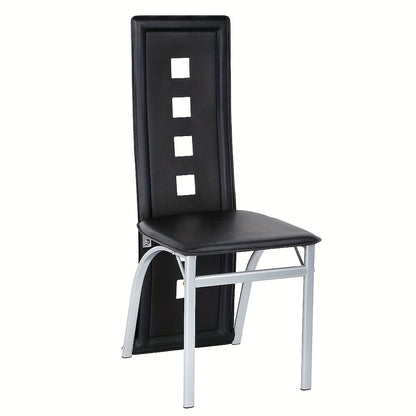 Eetkamerstoelen – Stoelen – Barstoelen – Keukenstoelen – Cafestoelen – Set Van 4 – Hoog Rugleuning – PU Bekleding – Comfortabel & Stevig – Zwart