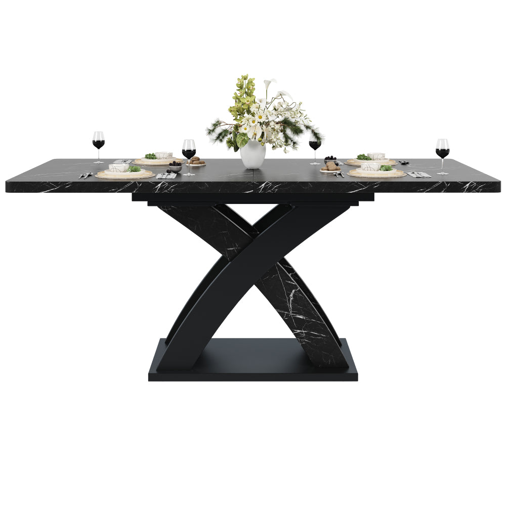 Verstelbare Eettafel – Uitschuiftafel – Tafel – Dining Table – Eetkamertafel – Zwart – 120-160 cm Verstelbaar – Geschikt Voor 4-6 Personen