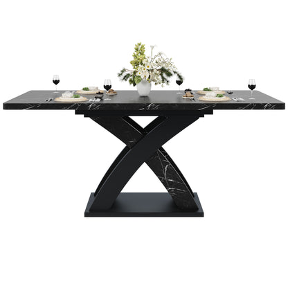 Verstelbare Eettafel – Uitschuiftafel – Tafel – Dining Table – Eetkamertafel – Zwart – 120-160 cm Verstelbaar – Geschikt Voor 4-6 Personen