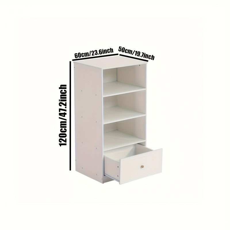 Boekenkast – Boekenkastje – Opbergkast – Wandkast – Dressoir – Wit – Stil Schuiflade – 3-Lagen Opbergruimte – Vrijstaand Zonder Stroom