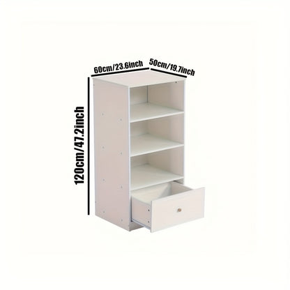 Boekenkast – Boekenkastje – Opbergkast – Wandkast – Dressoir – Wit – Stil Schuiflade – 3-Lagen Opbergruimte – Vrijstaand Zonder Stroom