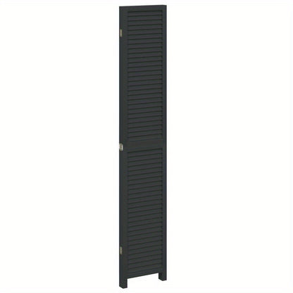 4-Panel Black Paulownia Wood Room Screen - Elegant Privacy Divider for Office, Bedroom, Living Room with Golden Accents, Living Room Decor|Golden Accented Furniture|Paulownia Wood Construction, Wall Decor Living Room
