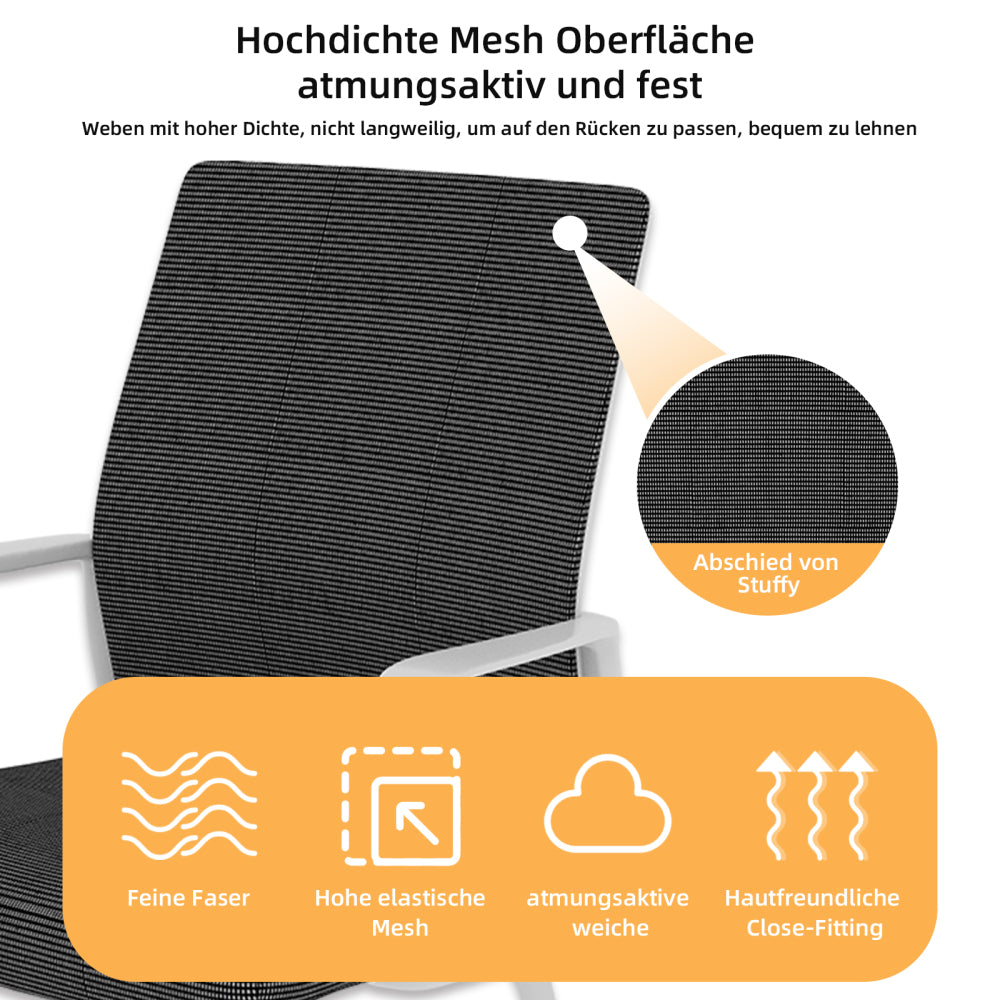 Bureaustoel – Kantoorstoel – Draaistoel – Gamestoel – Bureaukruk – Mesh Rugleuning – Verstelbare Armleuningen – Stevig Metalen Frame – Zwart/Wit Met Donkerbruin