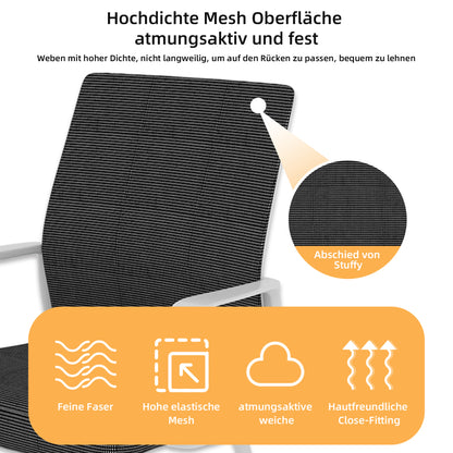 Bureaustoel – Kantoorstoel – Draaistoel – Gamestoel – Bureaukruk – Mesh Rugleuning – Verstelbare Armleuningen – Stevig Metalen Frame – Zwart/Wit Met Donkerbruin