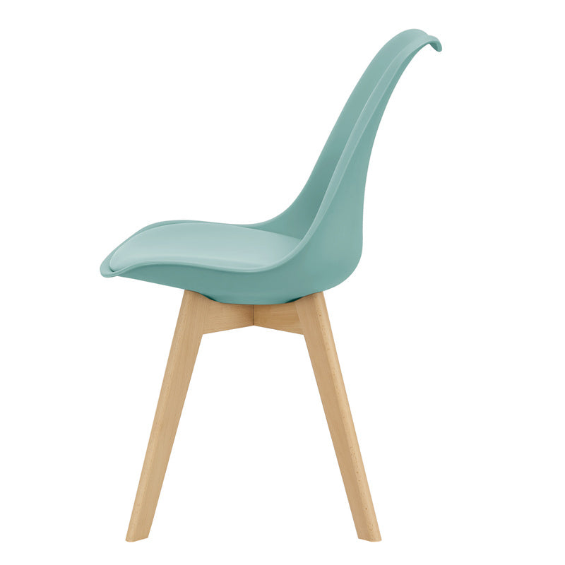 Eetkamerstoel – Kuipstoel – Stoel – Keukenstoel – Woonkamerstoel – Set van 6 – PU Kunstleer Zitting – Massief Beukenhout Frame – Mintkleur