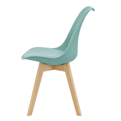 Eetkamerstoel – Kuipstoel – Stoel – Keukenstoel – Woonkamerstoel – Set van 6 – PU Kunstleer Zitting – Massief Beukenhout Frame – Mintkleur