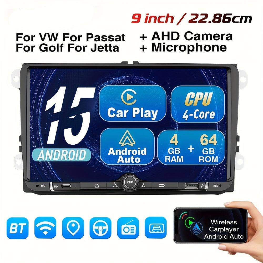 Multimediaplayer Auto – Autoradio – Navigatiesysteem – Carplay Speler – Multimedia Systeem – 9 Inch IPS Touchscreen – Draadloze CarPlay & AHD Achteruitrijcamera